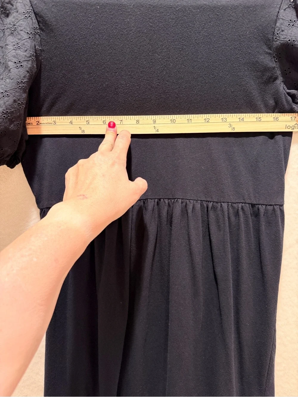 J.Crew black eyelet puff sleeve tiered midi dress small